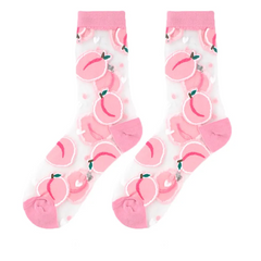 Spring And Summer Women Thin Mid-Tube Fashion Flower Mesh Socks