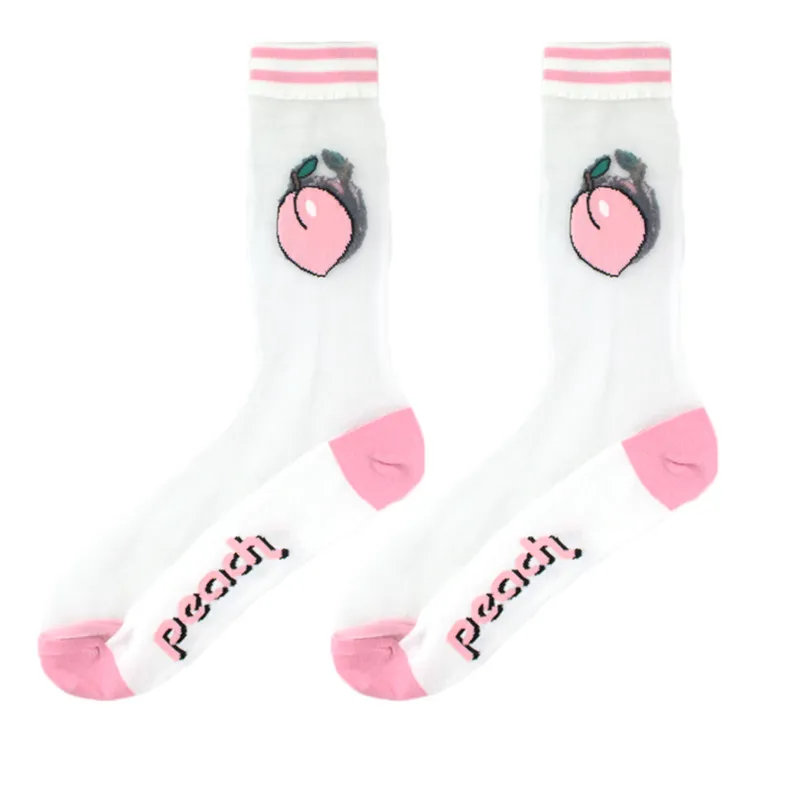 Spring And Summer Women Thin Mid-Tube Fashion Flower Mesh Socks