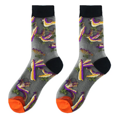 Spring And Summer Women Thin Mid-Tube Fashion Flower Mesh Socks