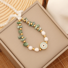Women'S Fashion Natural Stone Boho Statement Eye Pendant Necklace