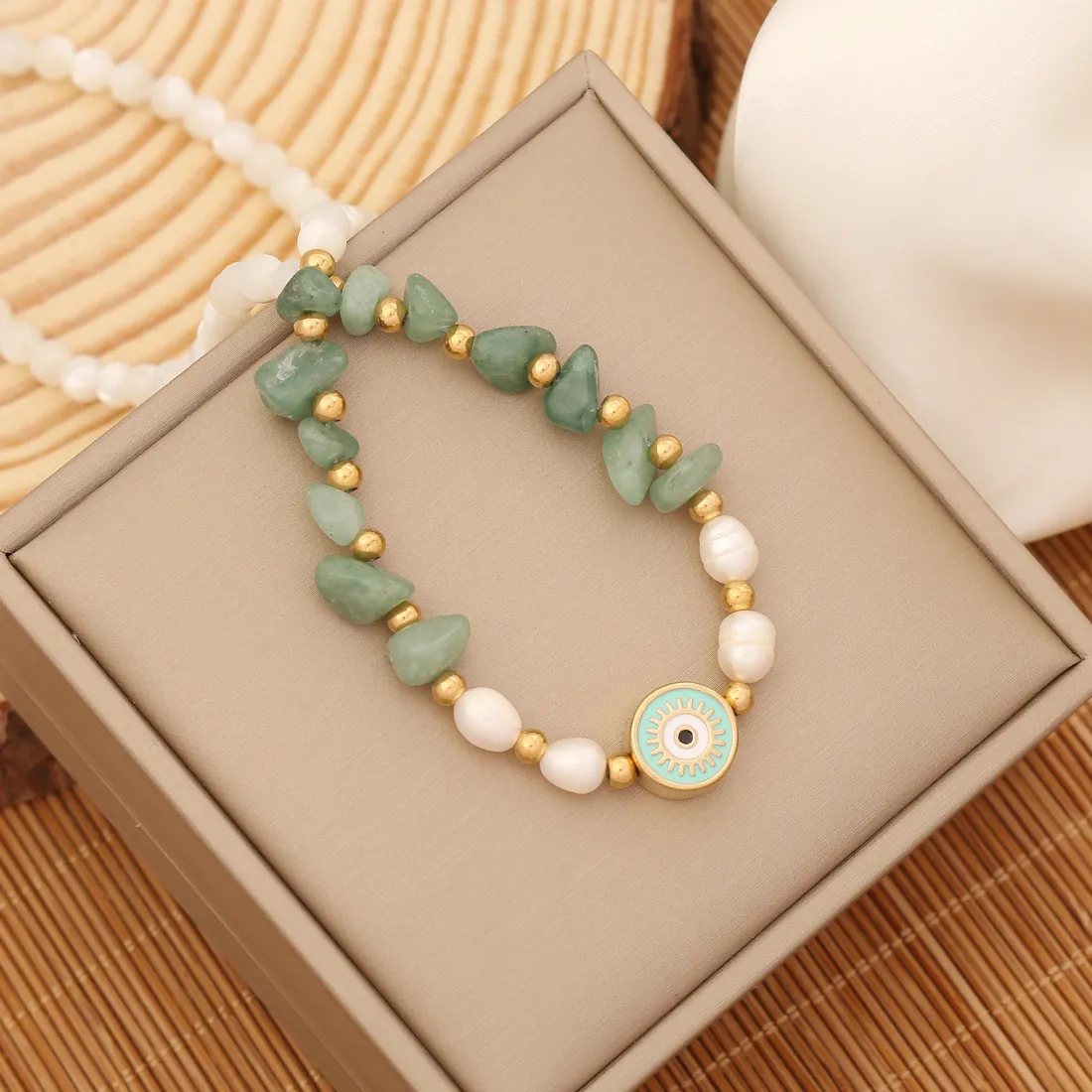 Women'S Fashion Natural Stone Boho Statement Eye Pendant Necklace