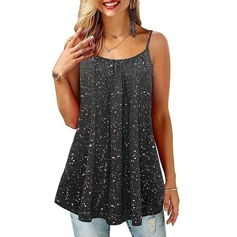 Women Summer Bohemian Floral Printed Sleeveless Casual Plus Size Loose Dress