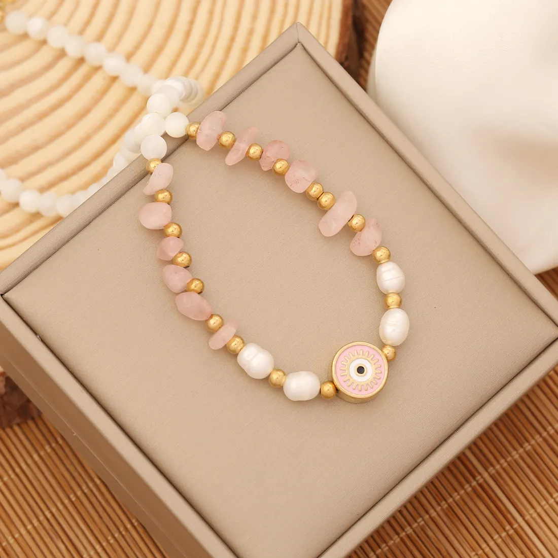 Women'S Fashion Natural Stone Boho Statement Eye Pendant Necklace