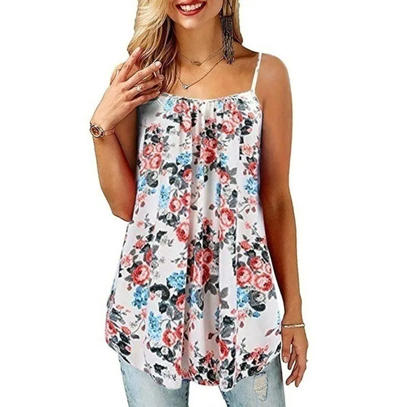 Women Summer Bohemian Floral Printed Sleeveless Casual Plus Size Loose Dress