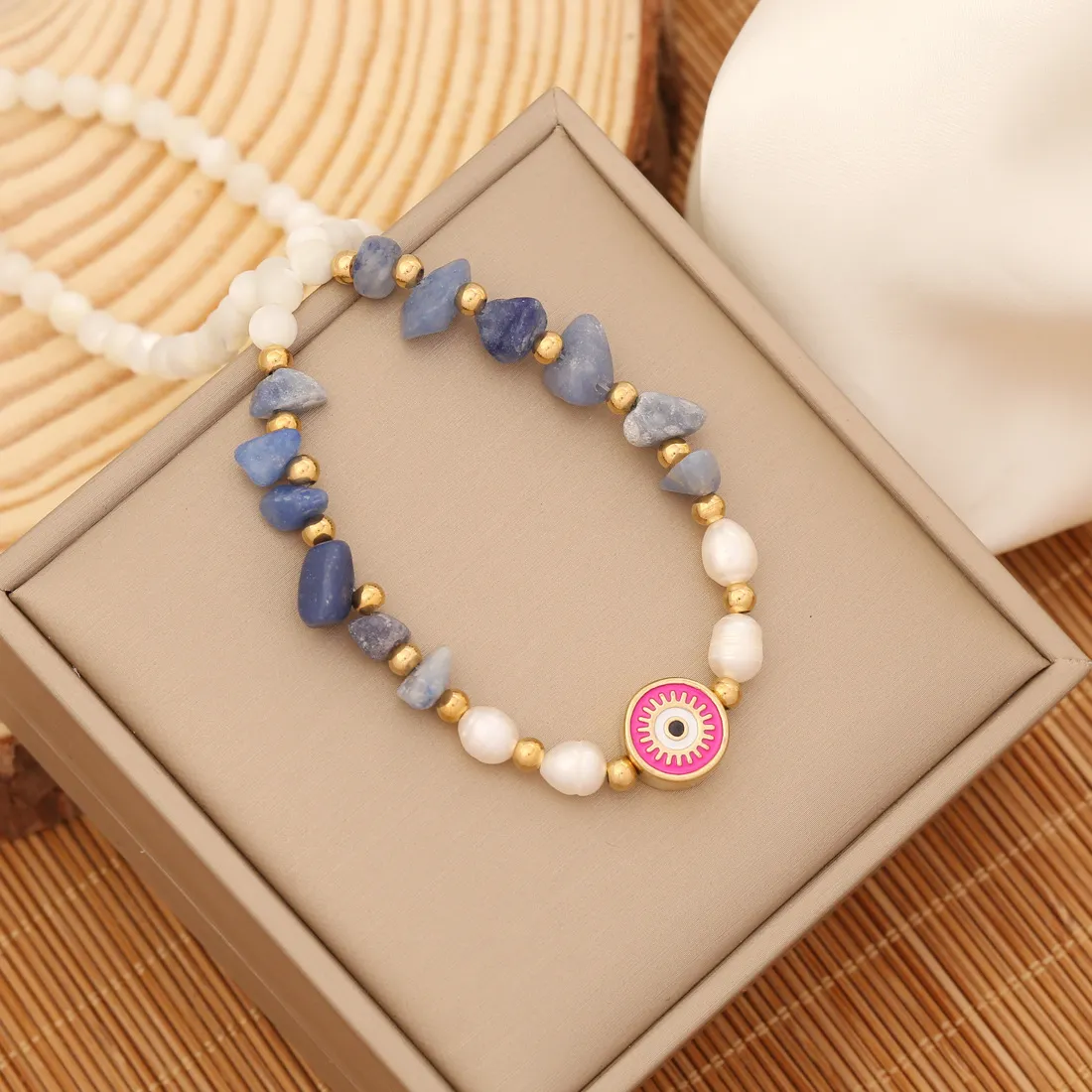 Women'S Fashion Natural Stone Boho Statement Eye Pendant Necklace