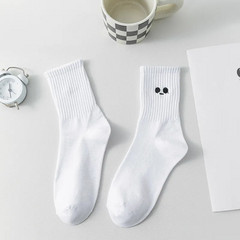 Women Fashion Funny Small Eyes Embroidered Socks