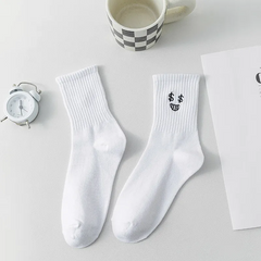 Women Fashion Funny Small Eyes Embroidered Socks