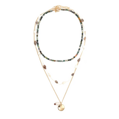 Women Fashion Hand Woven Boho Multi-Layer Conch Beaded Necklace Set