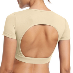 Women Fashion Solid Color Backless Sports Yoga Top