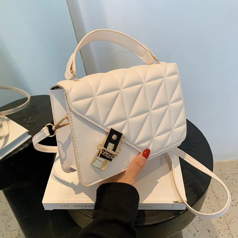 Retro Solid Color Plaid Simple Shoulder Bag