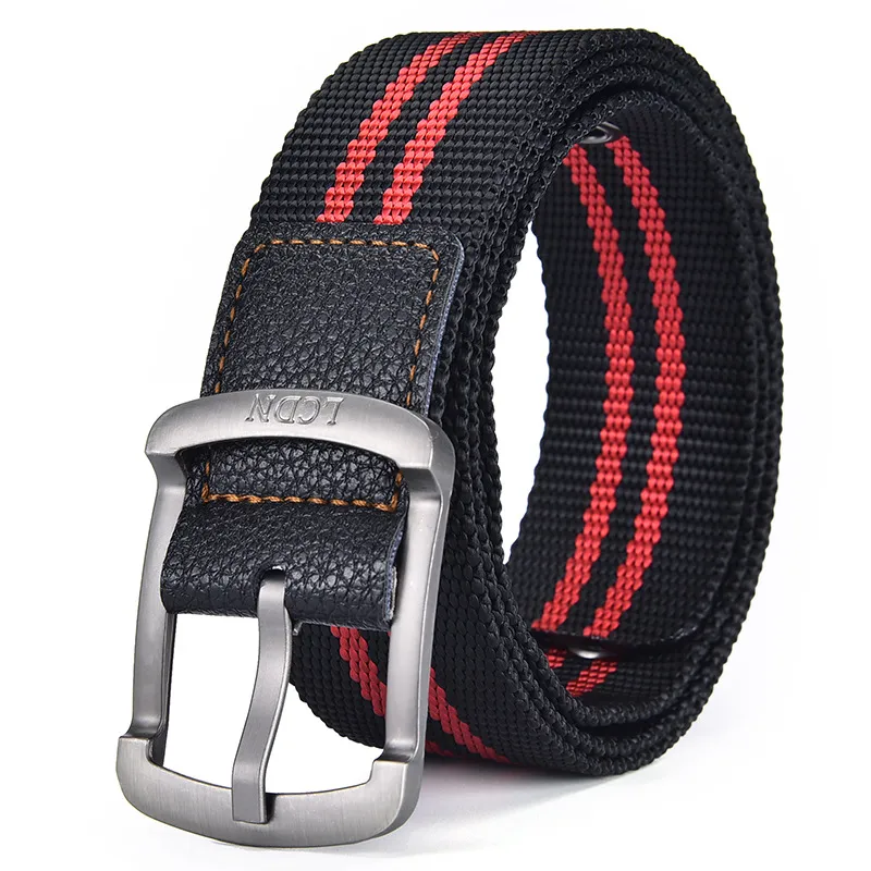 Men Casual Knitted Canvas Stripe Belt