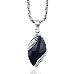 Men'S Casual Blue Sand Stone Titanium Steel Pendant Necklace