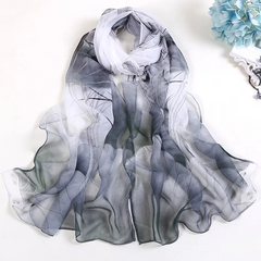 Summer Lotus Flower Print Sunscreen Scarf
