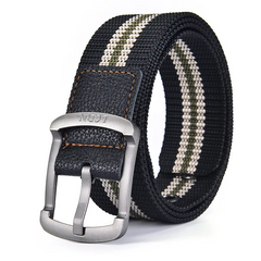 Men Casual Knitted Canvas Stripe Belt