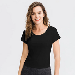 Women'S Fitness Short Sleeve Round Neck Skinny Quick Dry Sports T-Shirt