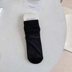Women Summer Thin Piled Solid Color Cotton Mid-Length Socks