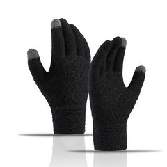 Men Casual Solid Color Knitted Yarn Warm Gloves