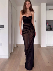 Women Fashion Sexy Perspective Open Back Strap Dress