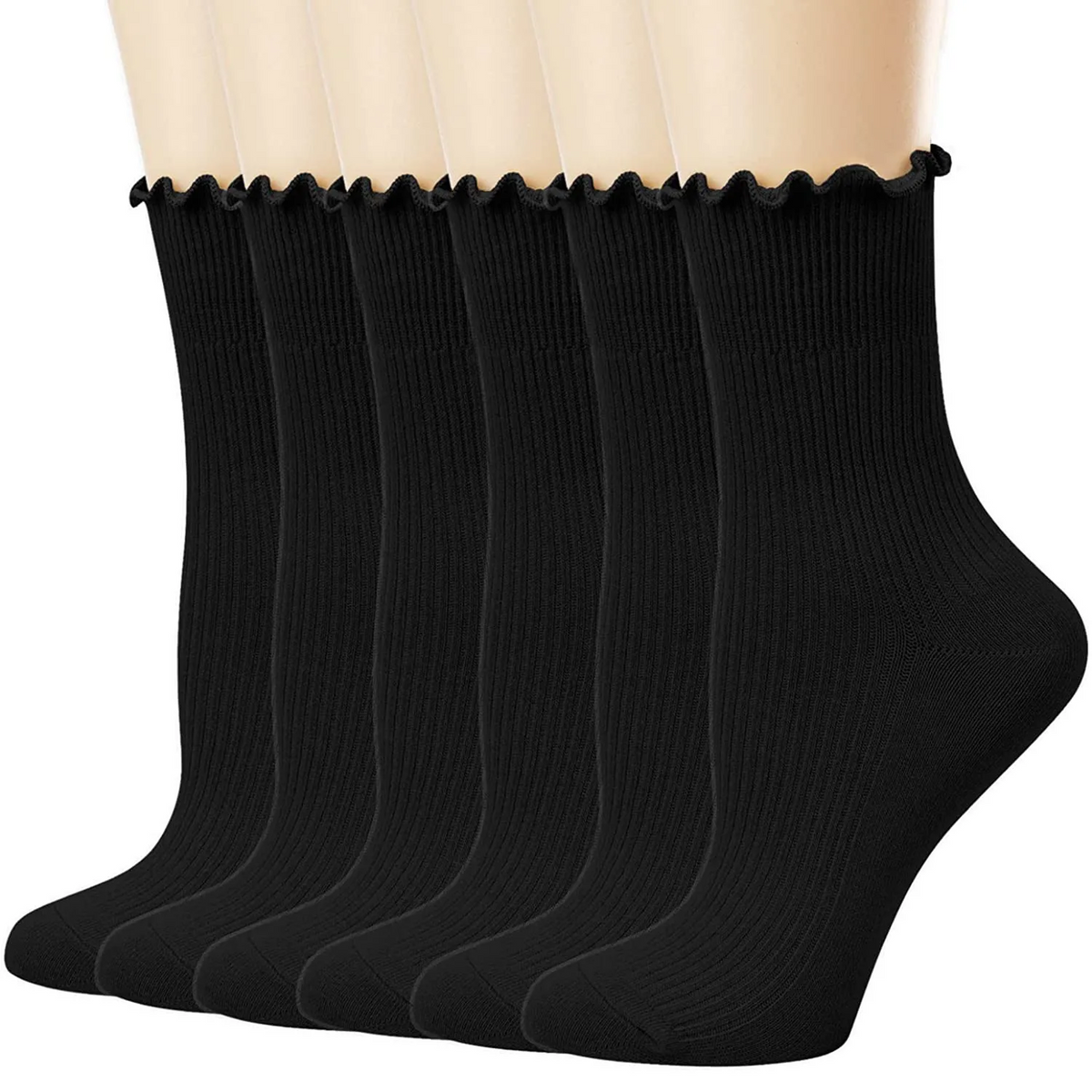 Women Fashion Solid Color Wood Ear Side Socks