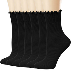 Women Fashion Solid Color Wood Ear Side Socks