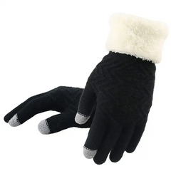 Simple Knitted Embroidery Touch Screen Gloves