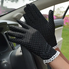 Women Fashion Polka Dot Pattern Lace Stretch Gloves