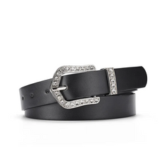 Fashion Elegant Rhinestone Inlaid Pin Buckle Simple Women Pu Belt
