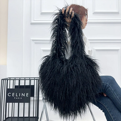 Winter Women Fashion Cute Solid Color Heart Plush Shoulder Bag