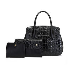 Women Fashion Crocodile Pattern Large Capacity Pop Embossed Tote Bag Set