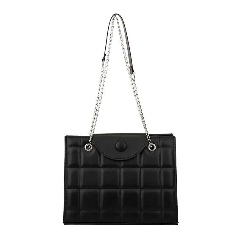 Women Classic Elegant Metal Chain Large Capacity Underarm Square Bag
