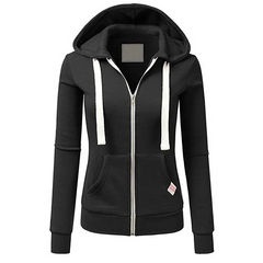 Women Fashion Casual Solid Color Zipper Pocket Hoodies