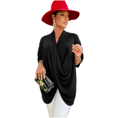 Elegant Women Office Fashion Solid Color Loose Blouse