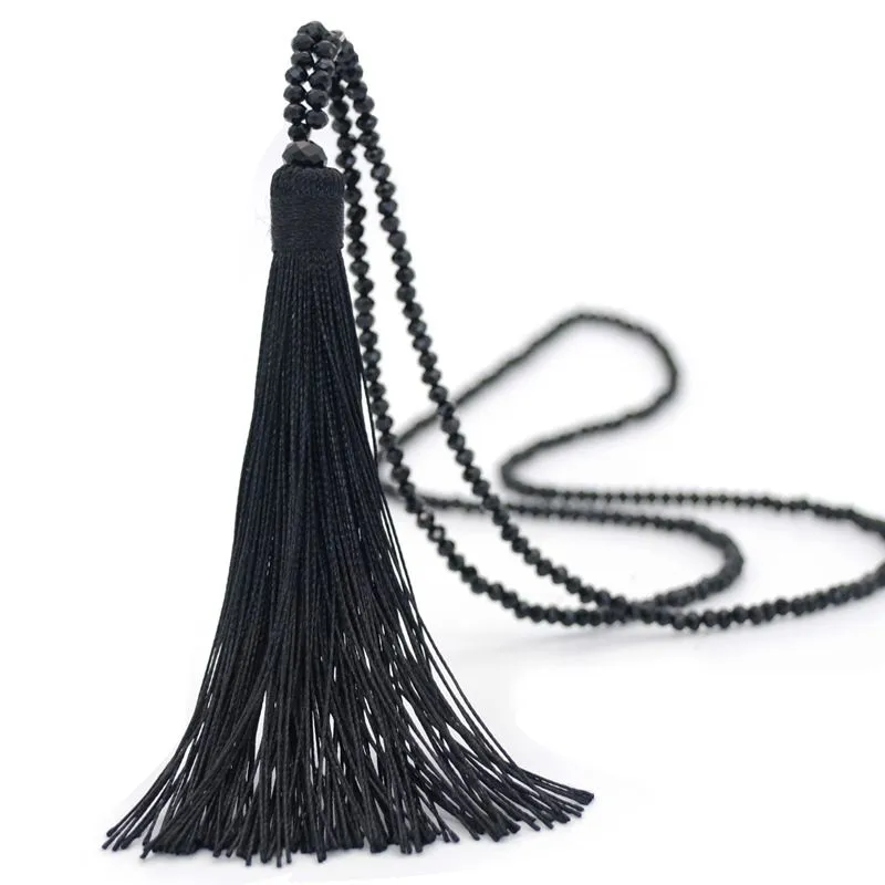 Optional Long Tassel Pendant Handmade Beaded Ethnic Necklace