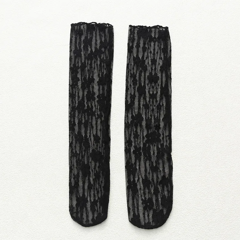 Women Fashion Vintage Lace Floret Spring And Summer Thin Hollow Mesh Socks