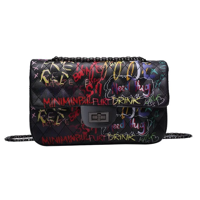 Graffiti Design Chain Square Shoulder Bag
