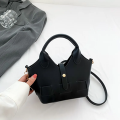 Women Fashion Simple Solid Color Magnetic Button PU Shoulder Crossbody Bags