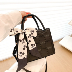 Women'S Fashion Creasing Design Silk Scarf Solid Color Portable Small Square Bag