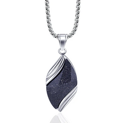 Men'S Casual Blue Sand Stone Titanium Steel Pendant Necklace