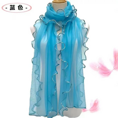 Solid Color Fashion Women Curled Ruffled Stretch Women Scarf