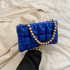 Women'S Fashion Pleated Embroidered Thread Shoulder Bag