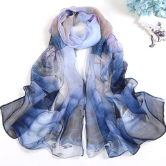Summer Lotus Flower Print Sunscreen Scarf