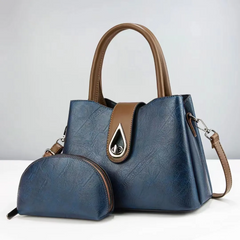 Women Simple Fashion Large Capacity PU Zipper Wallet Handbag Set