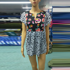 Women Leopard Print Short-Sleeve Blouse