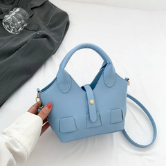 Women Fashion Simple Solid Color Magnetic Button PU Shoulder Crossbody Bags