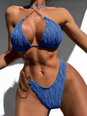 Women'S Sexy Elastic Pattern Chain Swimsuit Two-Piece Set