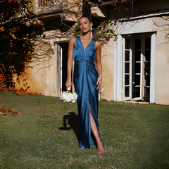 Women Elegant Sexy V-Neck Sleeveless Backless Split Maxi Dress