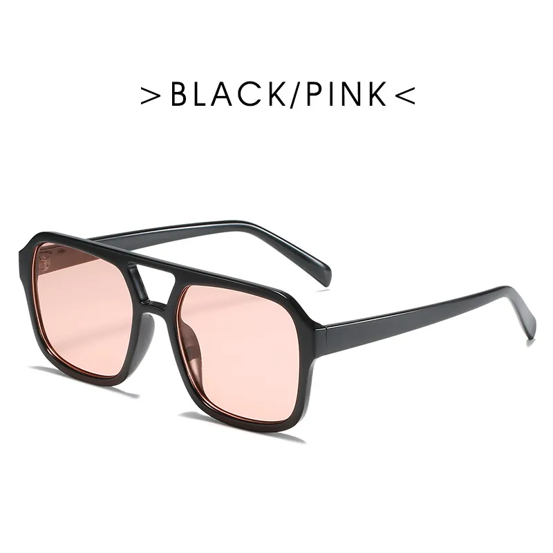 Fashion Simple Double Bridge Retro Large Frame Sunshade Sunglasses