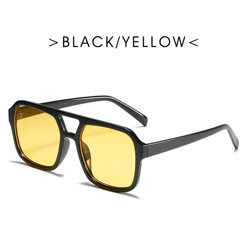 Fashion Simple Double Bridge Retro Large Frame Sunshade Sunglasses