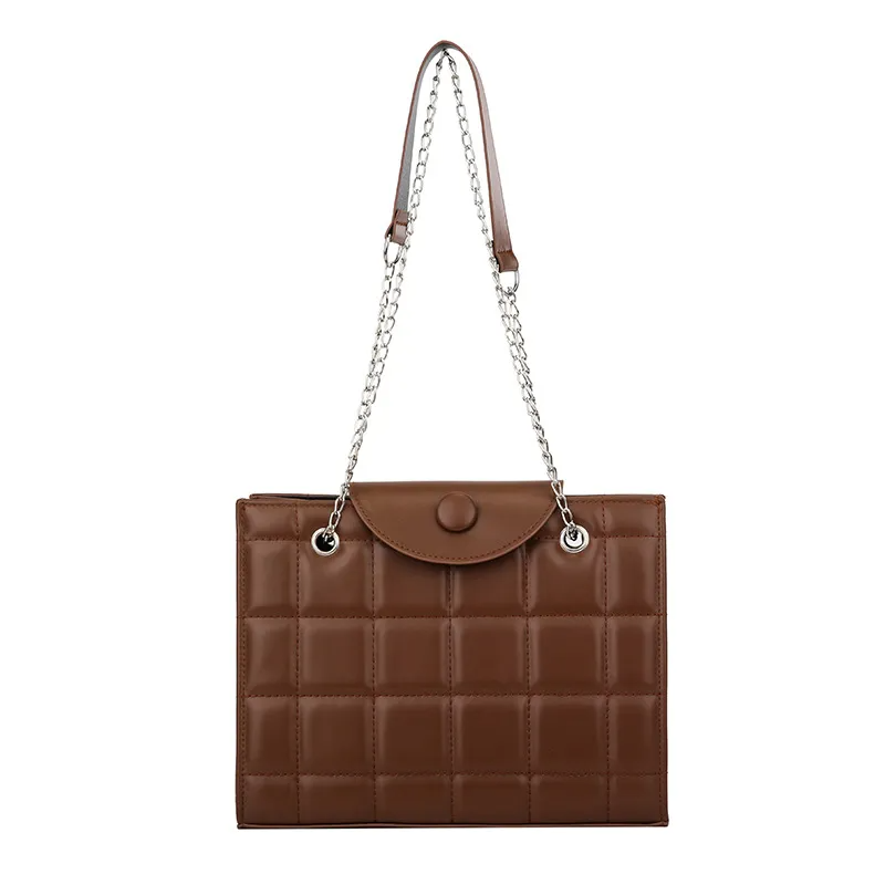 Women Classic Elegant Metal Chain Large Capacity Underarm Square Bag