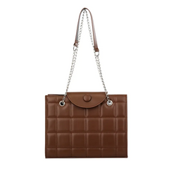 Women Classic Elegant Metal Chain Large Capacity Underarm Square Bag
